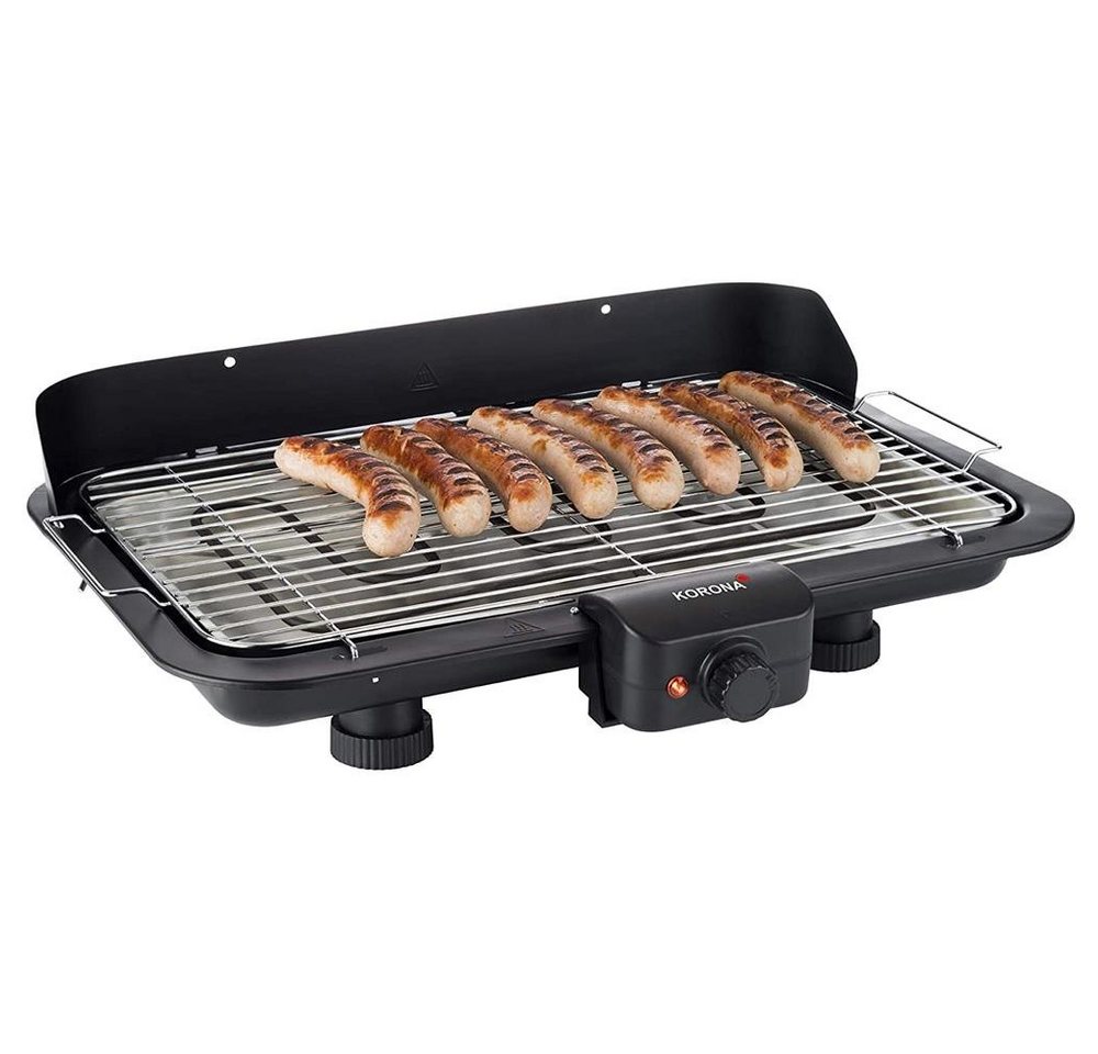 KORONA Tischgrill 46117 Elektrischer Tischgrill, 2200 Watt Elektrogrill, XXL Grillrost, große Grillfläche, schwarz von KORONA