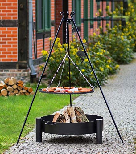 Korono 2 in 1 Schwenk Grill 180 cm Kettenzug Dreibein & Feuerschale - Rost 60 cm & Schale 70 cm - stilvolles grillen in Atmosphäre Korono 2 in 1 Schwenk Grill 180 cm Kettenzug Dreibein & Feuerschale - Rost 60 cm & Schale 70 cm - stilvolles grillen in Atmosphäre von KORONO