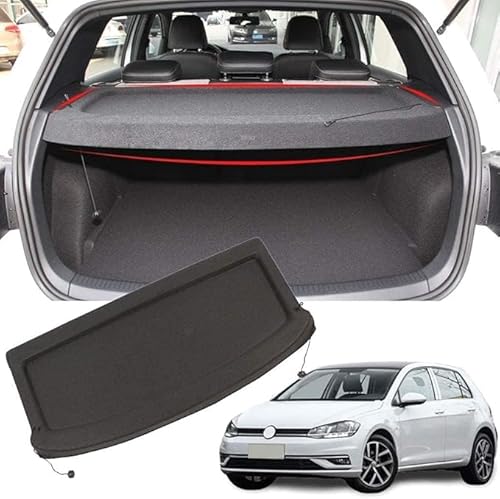 KORSE Auto Laderaumabdeckung FüR VW Golf 7 2015 2016 2017 2018 2019, Einziehbare wasserdichte Hintere Kofferraumabdeckung Security Schutz Rollo von KORSE