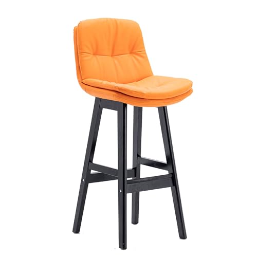 KORTND Counter Height Bar Stools, Faux Leather Barstool with Back, Upholstered Seat Bar Chair with Wooden Frame for Kitchen Island Dining Room Pub (Color : Orange, Size : 63cm) von KORTND