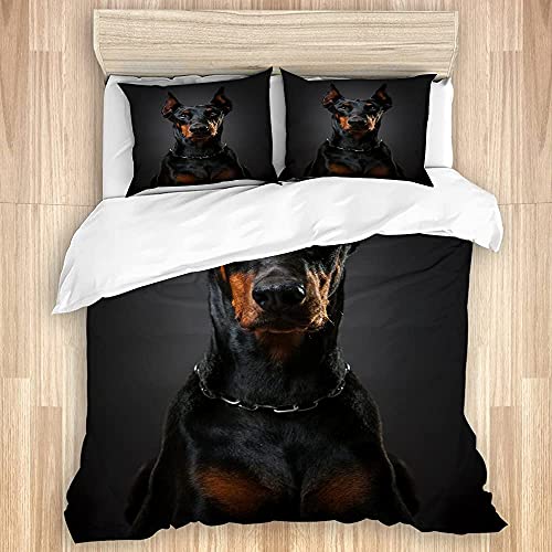 KOSALAER Bettbezug, Dobermann Pinscher Dog Design, Luxuriöse weiche Mikrofaser Bettbezug Bettwäsche-Set mit Reißverschluss KOSALAER Bettbezug, Dobermann Pinscher Dog Design, Luxuriöse weiche Mikrofaser Bettbezug Bettwäsche-Set mit Reißverschluss von KOSALAER