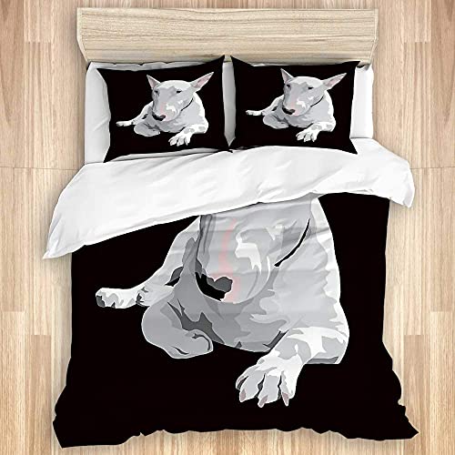 KOSALAER Bettbezug,Englischer Bullterrier,Luxuriöse weiche Mikrofaser Bettbezug Bettwäsche-Set mit Reißverschluss von KOSALAER