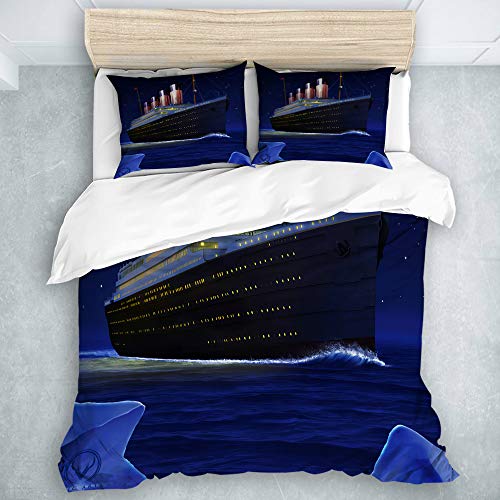 KOSALAER Bettwäsche-Set,Mikrofaser,RMS Titanic,1 Bettbezug 135 x 200cm + 2 Kopfkissenbezug 50 x 80cm von KOSALAER