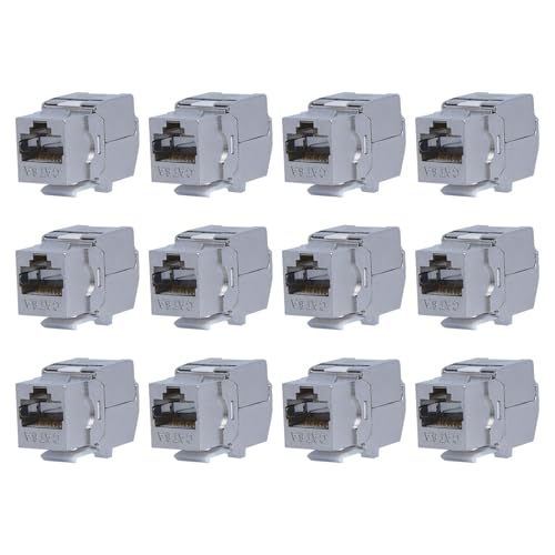 KOSCOM CONNECT 12x Keystone Modul CAT6A | STP RJ45 Einbaubuchse für Netzwerk-Leerdose & Patchpanel | vollgeschirmt I bis zu 10 Gbit/s & 500 MHz | werkzeugfreie Snap-In Montage | AWG 22-25 KOSCOM CONNECT 12x Keystone Modul CAT6A | STP RJ45 Einbaubuchse für Netzwerk-Leerdose & Patchpanel | vollgeschirmt I bis zu 10 Gbit/s & 500 MHz | werkzeugfreie Snap-In Montage | AWG 22-25 von KOSCOM CONNECT