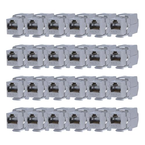KOSCOM CONNECT 24x Keystone Modul CAT6A | STP RJ45 Einbaubuchse für Netzwerk-Leerdose & Patchpanel | vollgeschirmt I bis zu 10 Gbit/s & 500 MHz | werkzeugfreie Snap-In Montage | AWG 22-25 KOSCOM CONNECT 24x Keystone Modul CAT6A | STP RJ45 Einbaubuchse für Netzwerk-Leerdose & Patchpanel | vollgeschirmt I bis zu 10 Gbit/s & 500 MHz | werkzeugfreie Snap-In Montage | AWG 22-25 von KOSCOM CONNECT