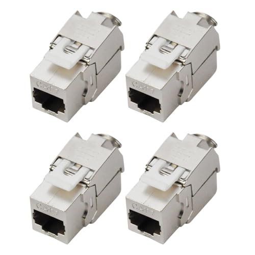 KOSCOM CONNECT 4x Keystone Modul CAT7 | STP RJ45 Einbaubuchse für Netzwerk-Leerdose & Patchpanel | vollgeschirmt I bis zu 10 Gbit/s & 500 MHz | werkzeugfreie Snap-In Montage | AWG 22-25 KOSCOM CONNECT 4x Keystone Modul CAT7 | STP RJ45 Einbaubuchse für Netzwerk-Leerdose & Patchpanel | vollgeschirmt I bis zu 10 Gbit/s & 500 MHz | werkzeugfreie Snap-In Montage | AWG 22-25 von KOSCOM CONNECT