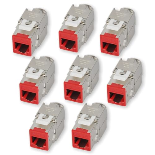 KOSCOM CONNECT 8x Keystone Modul CAT6A in rot | STP RJ45 Einbaubuchse für Netzwerk-Leerdose & Patchpanel | vollgeschirmt I bis zu 10 Gbit/s & 500 MHz | werkzeugfreie Snap-In Montage | AWG 22-25 KOSCOM CONNECT 8x Keystone Modul CAT6A in rot | STP RJ45 Einbaubuchse für Netzwerk-Leerdose & Patchpanel | vollgeschirmt I bis zu 10 Gbit/s & 500 MHz | werkzeugfreie Snap-In Montage | AWG 22-25 von KOSCOM CONNECT