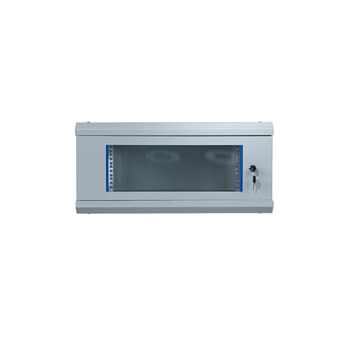 KOSCOM CONNECT Netzwerkschrank I Serverschrank 19 Zoll I Wandmontage | 600 mm Tiefe | 600x600x280mm I voll montiert I abschließbare Glastür I Traglast 100 kg (Grau - 60 cm, 4HE) von KOSCOM CONNECT