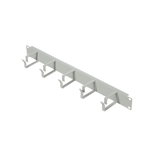 Koscom Connect Kabel-Rangierpanel für Netzwerkschrank I 1 HE Kabelführung für Serverschrank I Rangierfeld mit 5 Führungsbügel 40 x 60 mm I Server Rack Kabelmanagement (Grau, 19 Zoll) von KOSCOM CONNECT