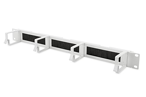 Koscom Connect Kabel-Rangierpanel für Netzwerkschrank I 1 HE Kabelführung für Serverschrank I Rangierfeld mit 4 Führungsbügel 44 x 60 mm I Server Rack Kabelmanagement (Grau, 19 Zoll + Bürste) von KOSCOM CONNECT