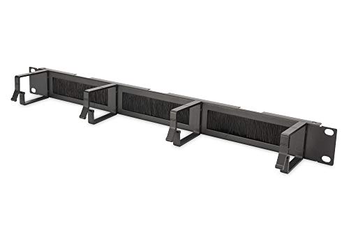 Koscom Connect Kabel-Rangierpanel für Netzwerkschrank I 1 HE Kabelführung für Serverschrank I Rangierfeld mit 4 Führungsbügel 44 x 60 mm I Server Rack Kabelmanagement (Schwarz, 19 Zoll + Bürste) von KOSCOM CONNECT