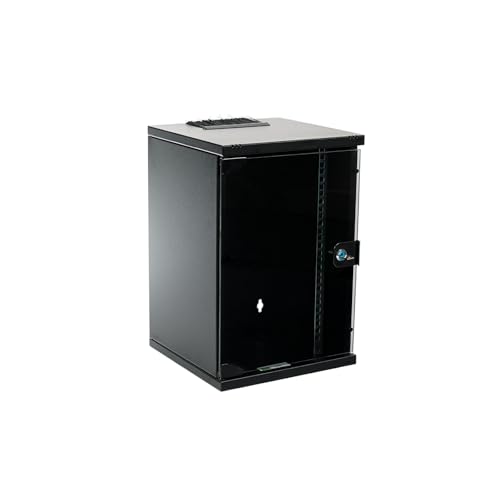 Koscom Connect Netzwerkschrank 9 HE I Serverschrank 10 Zoll I Wandmontage 312 x 300 x 464 mm I voll montiert I Server Gehäuse mit abschließbarer Glastür I Traglast 60 kg I Schwarz von KOSCOM CONNECT