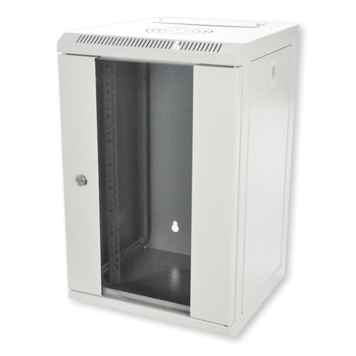 Koscom Connect Netzwerkschrank 9 HE I Serverschrank 10 Zoll I Wandmontage 312 x 300 x 500 mm I voll montiert I Server Gehäuse mit abschließbarer Glastür I Traglast 60 kg I Grau von KOSCOM CONNECT