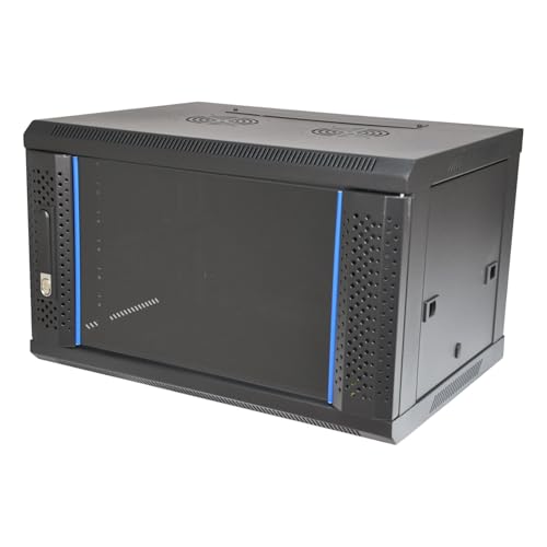 Koscom Connect Netzwerkschrank Eleganz 6 HE I Serverschrank 19 Zoll I Wandmontage 600 x 450 x 380 mm I voll montiert I Server Gehäuse mit abschließbarer Glastür I Traglast 60 kg I Schwarz von KOSCOM CONNECT
