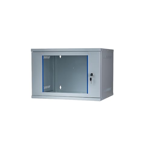 Koscom Connect Netzwerkschrank I Serverschrank 19 Zoll I 400 mm Tiefe I Wandmontage 543 x 400 mm I unmontiert I abschließbare Glastür I Traglast 60 kg (Grau, 7 HE) von KOSCOM CONNECT