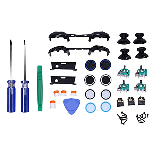 KOSDFOGE 31 Teiliges Ersatz Game Controller Set, QM21071021 Daumenstick Griffabdeckung, Joystick Stoßfänger Löst Tasten Aus, Controller Reparatur Set, Schraubendreher 19 Schrauben von KOSDFOGE