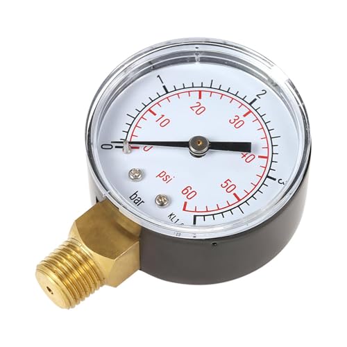 KOSDFOGE 50mm Pool Filter Water Pressure Dial Hydraulic Pressure Meter Manometer 1/4 NPT Thread Compact Portable Bar PSI Measurement (Black) von KOSDFOGE