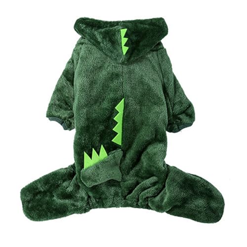 KOSDFOGE Fleece Dinosaur Dog Cartoon Costume Warm Pet Halloween Clothes Hoodie for Winter Dogs Cats (Dinosaur M) von KOSDFOGE