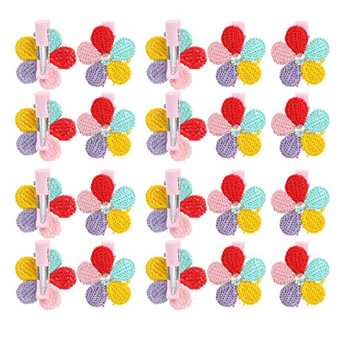 KOSDFOGE Pet Hairpin Colorful Polyester 20PCS Flower Knot Hair Clip Headwear Decoration Accessory Cats Dogs von KOSDFOGE
