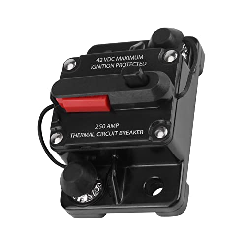Kosdfoge DC12V-42V 50A-300A Auto Stereo Audio Inline Circuit Breaker Manual Reset (250A) von KOSDFOGE