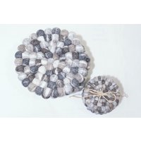 Filzuntersetzer 10cm 20cm | Bunte Filzkugel Tassenuntersetzer Topfuntersetzer Vasenuntersetzer Runde Regenbogen-Wollballmatte von KOSELI2020