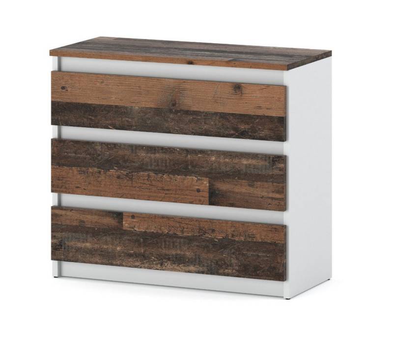 KOSETO Kommode Modern mit 3 Schubladen – Viel Stauraum und zeitloses Design - 80cm, Griffloses Design, Pflegeleicht, Zeitlos, Hochwertige Materialien von KOSETO