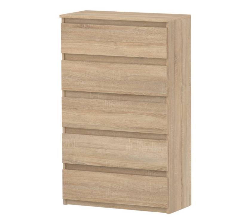 KOSETO Kommode - Moderne Schubladenkommode mit 5 Schubladen für Wohnzimmer - 70cm, Kratzfest, Griffloses Design, Viel Stauraum, Laminierte Platte von KOSETO