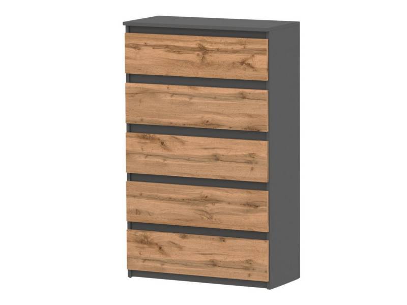 KOSETO Kommode - Moderne Schubladenkommode mit 5 Schubladen für Wohnzimmer - 70cm, Kratzfest, Griffloses Design, Viel Stauraum, Laminierte Platte von KOSETO