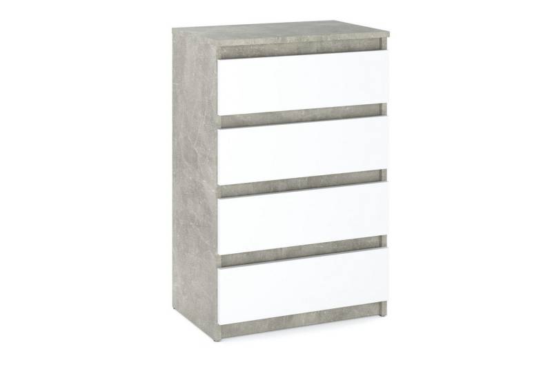 KOSETO Kommode mit 4 Schubladen - 60 cm - für Wohnzimmer und Schlafzimmer, Kratzfeste Oberfläche, Griffloses Design, Pflegeleicht, Modern Design von KOSETO