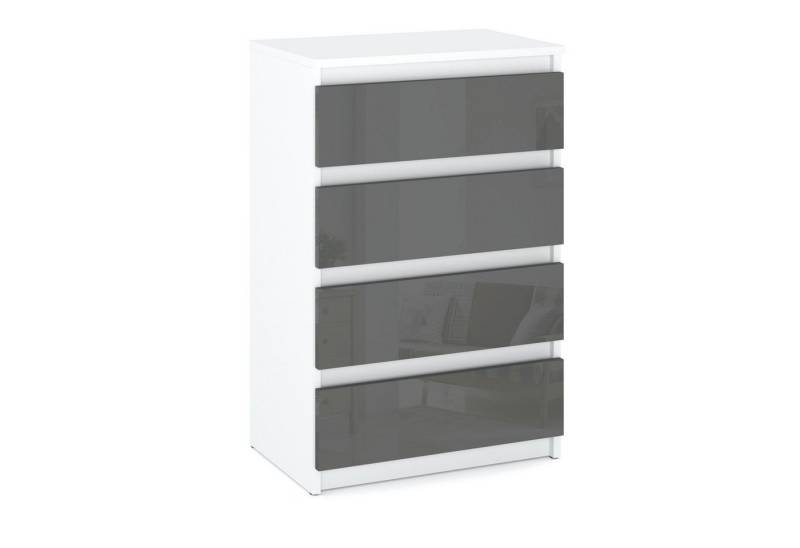 KOSETO Kommode mit 4 Schubladen - 60 cm - für Wohnzimmer und Schlafzimmer, Kratzfeste Oberfläche, Griffloses Design, Pflegeleicht, Modern Design von KOSETO