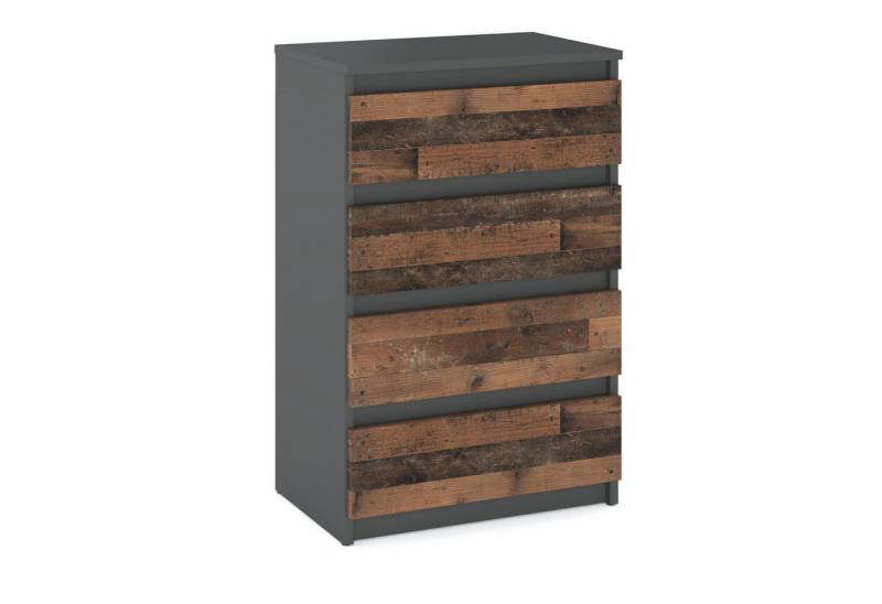 KOSETO Kommode mit 4 Schubladen - 60 cm - für Wohnzimmer und Schlafzimmer, Kratzfeste Oberfläche, Griffloses Design, Pflegeleicht, Modern Design von KOSETO