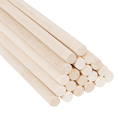 KOSHIFU 20 Stück Holzstäbchen Bastelstäbe Rundhölzer Bambusstäbe zum Basteln Lange Holzdübel Natürlicher Stangen 8 mm x 30 cm Rundstäbe für DIY Arts Craft Basteln Dekoration von KOSHIFU