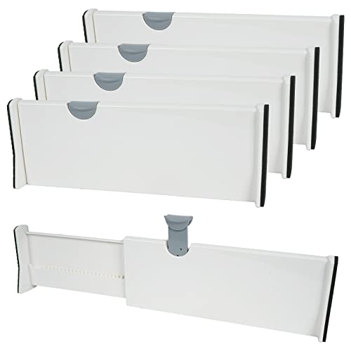 KOSHIFU 4er-Set Schubladentrenner Verstellbar Küche Schubladenteiler Organizers 27,8-43,5cm Kunststoff Schubladen Trenner Schubladen Organizer Separatoren für Küche, Kommode, Badezimmer, Schlafzimmer von KOSHIFU