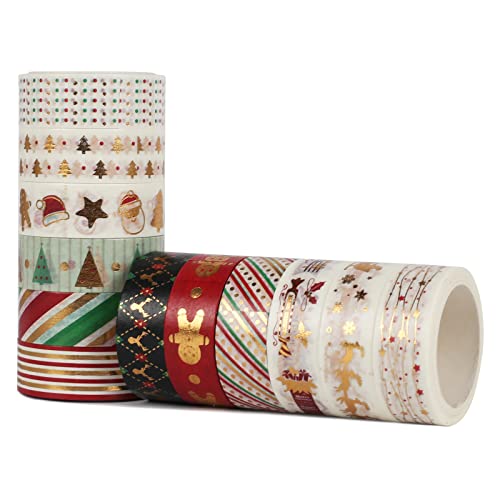 KOSHIFU Washi Tape Set 12 Rollen Weihnachten Washi Tape Weihnachtsklebeband Papier Dekoband Dekorative Klebeband für Scrapbooking DIY Handwerk Geschenkverpackung Weihnachtsdeko von KOSHIFU