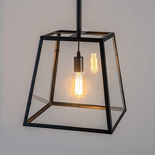 KosiLight - Vintage Hängeleuchte Laterne - Fresy - Schwarz - - Metall und Glas - IP20 - Kompatibel mit A von KOSILUM