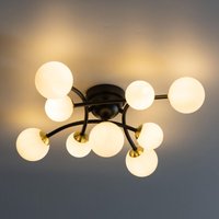 Kosilum - Design Deckenleuchte mit gebogenen Armen schwarz 9 Weißglaskugeln - Azoria Kosilum - Design Deckenleuchte mit gebogenen Armen schwarz 9 Weißglaskugeln - Azoria von KOSILUM