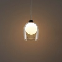 Design-Hängeleuchte mit weißer Kugel und transparentem Glas - Calypso von KOSILUM