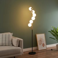 Kosilum - Design Stehlampe Schwarz und Messing mit weißen Kugeln -Sierra von KOSILUM