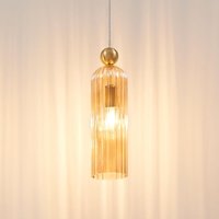 Goldene Hängelampe mit bernsteinfarbenem und gerilltem Glas - Leonora von KOSILUM