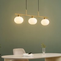 Kosilum - Goldene Hängeleuchte mit drei weißen Glasschirmen - Alcyone Kosilum - Goldene Hängeleuchte mit drei weißen Glasschirmen - Alcyone von KOSILUM