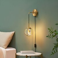 Goldene Wandleuchte aus Glas mit Kabel und Schalter - Robyn von KOSILUM