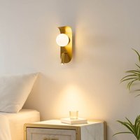 Goldene Wandleuchte mit Schalter Leselampe und Glaskugel - Matalia von KOSILUM