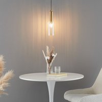 Goldfarbene Hängelampe im Vintage-Stil mit Glasröhre -Poggio Goldfarbene Hängelampe im Vintage-Stil mit Glasröhre -Poggio von KOSILUM