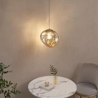 Goldfarbene Pendelleuchte mit glänzendem farbigem asymmetrischem Glas - Isotta von KOSILUM