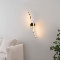 Große gebogene Design LED-Wandleuchte in Schwarz und Messing -Mallow von KOSILUM