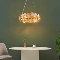 Hängelampe mit muschelförmigen bernsteinfarbenen Glasschalen - Amanda von KOSILUM