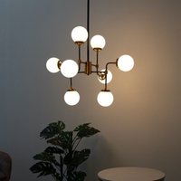 Kosilum - Industrielle Hängeleuchte Gold mit 8 Lichter - Weiß Glas Zenith von KOSILUM