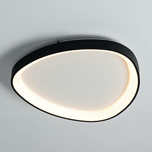 KOSILUM – Deckenleuchte Design oval Kreis schwarz LED dimmbar 42 cm – Mesiano – Licht warmweiß Beleuchtung Wohnzimmer Schlafzimmer Küche Flur – 32 W – 4138 lm – integrierte LED – IP20 von KOSILUM