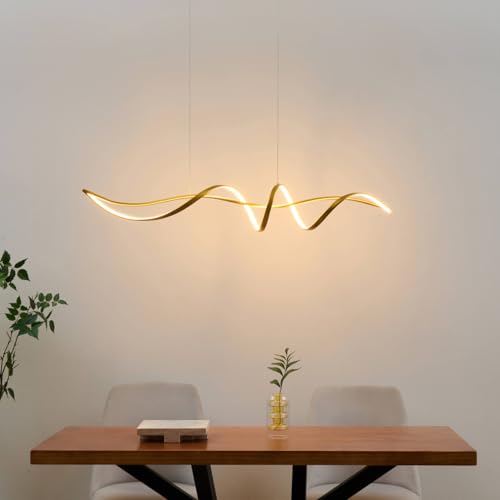KOSILUM – Große Hängeleuchte Spirale, goldfarben, 120 cm lang – Lybella – Licht warmweiß Beleuchtung Wohnzimmer Schlafzimmer Küche Flur – 21 W – 2712 lm – integrierte LED – IP20 KOSILUM – Große Hängeleuchte Spirale, goldfarben, 120 cm lang – Lybella – Licht warmweiß Beleuchtung Wohnzimmer Schlafzimmer Küche Flur – 21 W – 2712 lm – integrierte LED – IP20 von KOSILUM