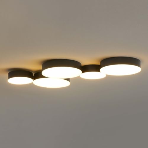 KOSILUM – Moderne Deckenleuchte schwarz 5 Spots LED – Skavi – Licht warmweiß Beleuchtung Wohnzimmer Schlafzimmer Küche Flur – 43 W – 2900 lm – integrierte LED – IP20 von KOSILUM